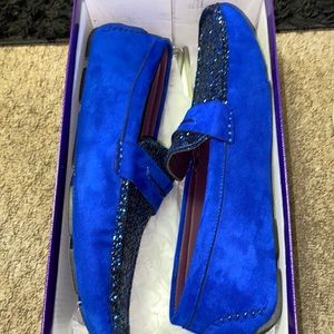 Blue glittery loafers size 13